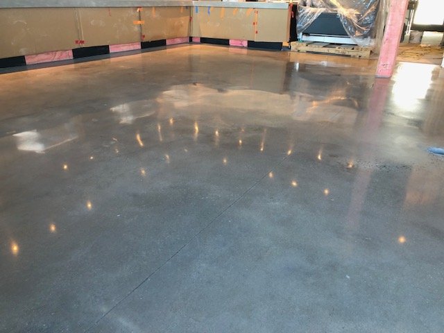 High-gloss polished concrete commercial floor