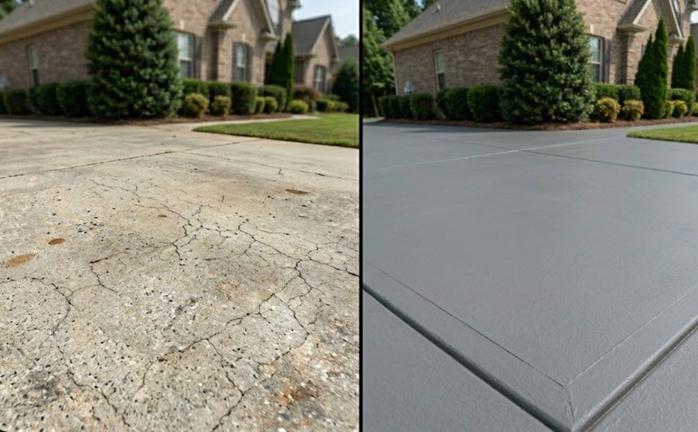 Before and after driveway resurfacing
